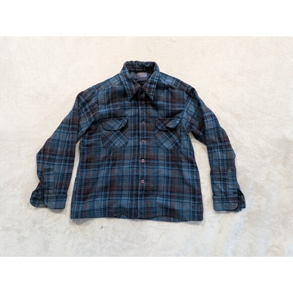 Pendleton Long Sleeve Button Front Shirt Blue Plaid Size Large Lot of 2 DAMAGED - Picture 10 of 16